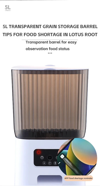 5L transparent grain storage barrel with text about food shortage in lotus root