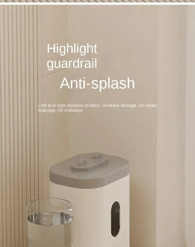 Anti-splash guardrail with text on a neutral background